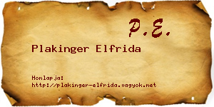 Plakinger Elfrida névjegykártya